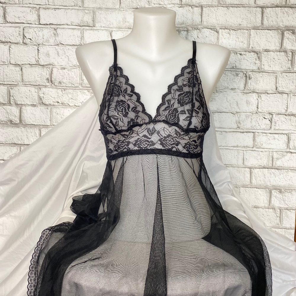 Floral Black Lace Dress Size Medium